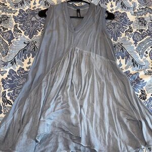 Inizio Blue Gray Sleeveless Linen Tunic Top Size L Flowy Lagenlook